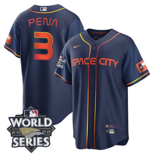 Astros 3 Jeremy Pena Navy Nike 2022 World Series City Connect Cool Base Jersey,We sell and wholesale Astros 3 Jeremy Pena Navy Nike 2022 World Series City Connect Cool Base Jersey on line form chian!